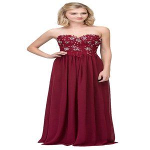 Starbox USA 6197 Strapless Evening Dress Chiffon A-Line (BURGUNDY)